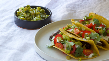 Tacos aux champignons avec salsa d’asperges