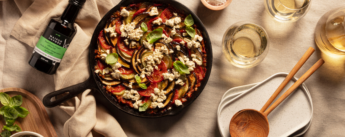 Ratatouille Tian with Basil Olive Oil
&ndash; La Maison Orphée