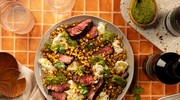Salade de bavette, burrata et maïs grillé