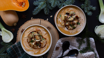 Creamy Butternut Squash, Sunflower and Fennel soup 