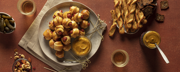 petites saucisses feuilletées à la moutarde piquante érable