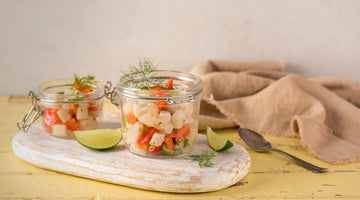 White fish ceviche, quick and easy with our lemon and poppy vinaigrette