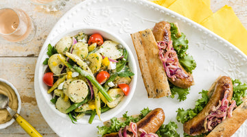 Toulouse sausage sandwiches with Niçoise-style salad, Maison Orphée quick and easy meals without compromise