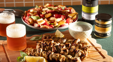Brochettes de porc miel et Dijon, sauce au yogourt