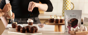 Cupcakes chocolatés et ganache au chocolat blanc