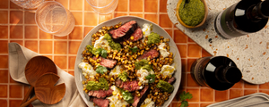 Salade de bavette, burrata et maïs grillé