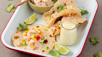 Shrimp tacos, a refreshing and feel-good meal to serve at a family meal or with friends for a quick and stress-free meal.