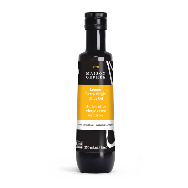 Olive oil with lemon. The unrivalled colour and aroma of this oil are obtained by pressing olives and lemons. A great seasoning for fish.